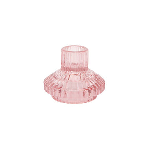 Small Pink Glass Candle Holder- Summer Home Décor