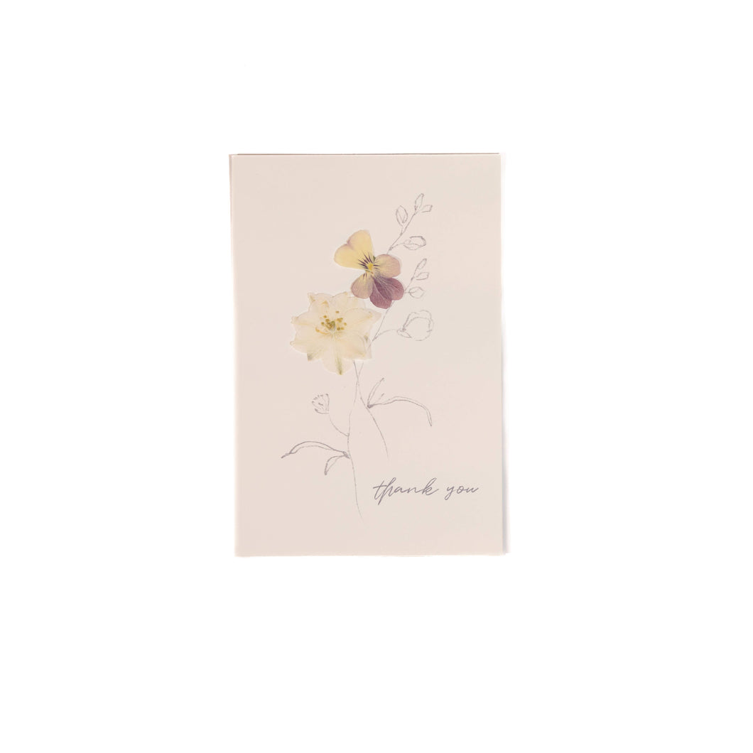 Thank You Pressed White Larkspur Greeting Card