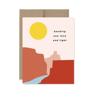 Sending You Love and Light Card Sun River Mountains Confetti Riot