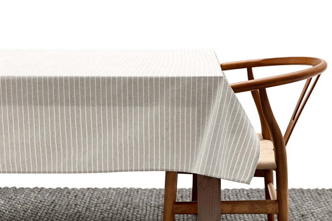 Grey Blue Striped Tablecloth