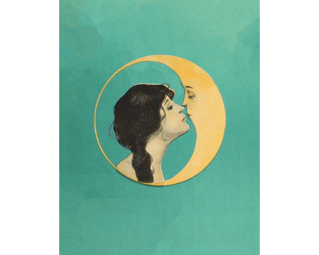 Woman Kissing the Moon Print
