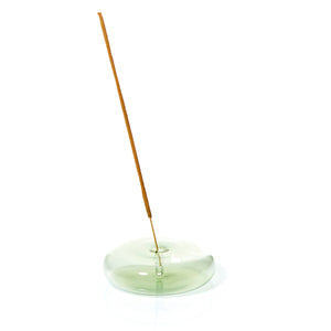 Green Hand Blown Glass Incense Holder