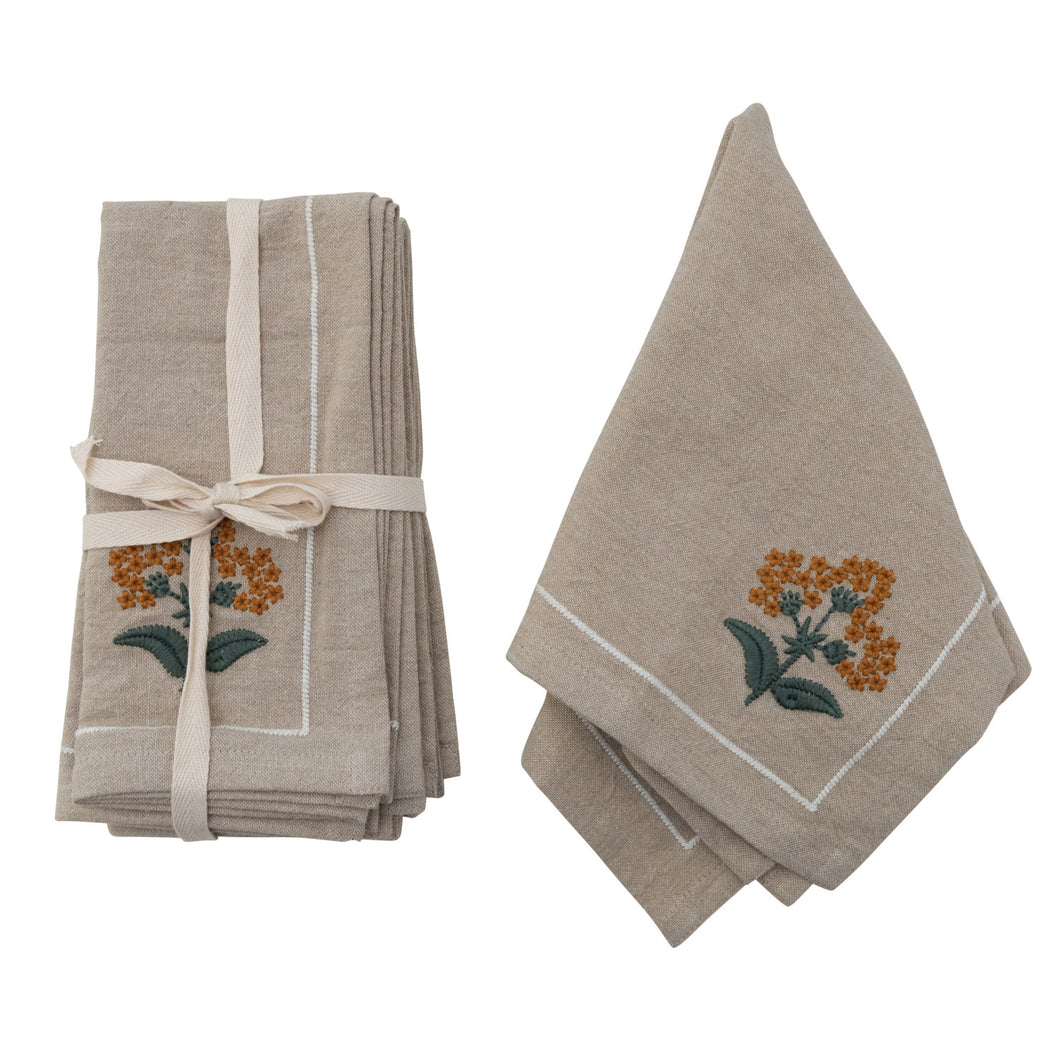 Floral French Knot Napkin Set
